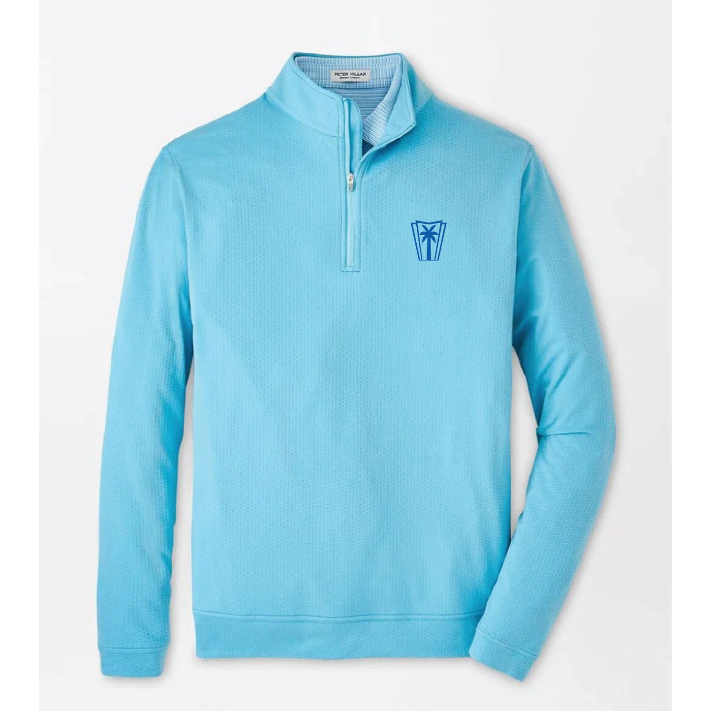 Peter Millar Perth Oval Stitch Performance 1/4 Zip - Cyan