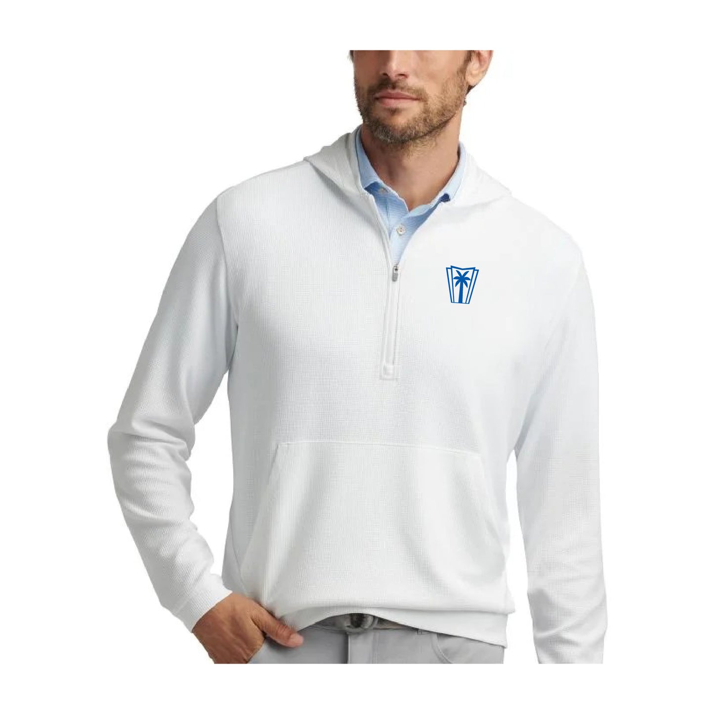 Peter Millar Grid Performance Half-Zip Hoodie - White