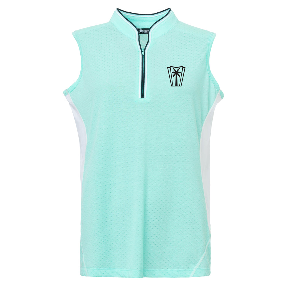 Ladies Erin Loosefit Sleeveless Polo -Aqua/White