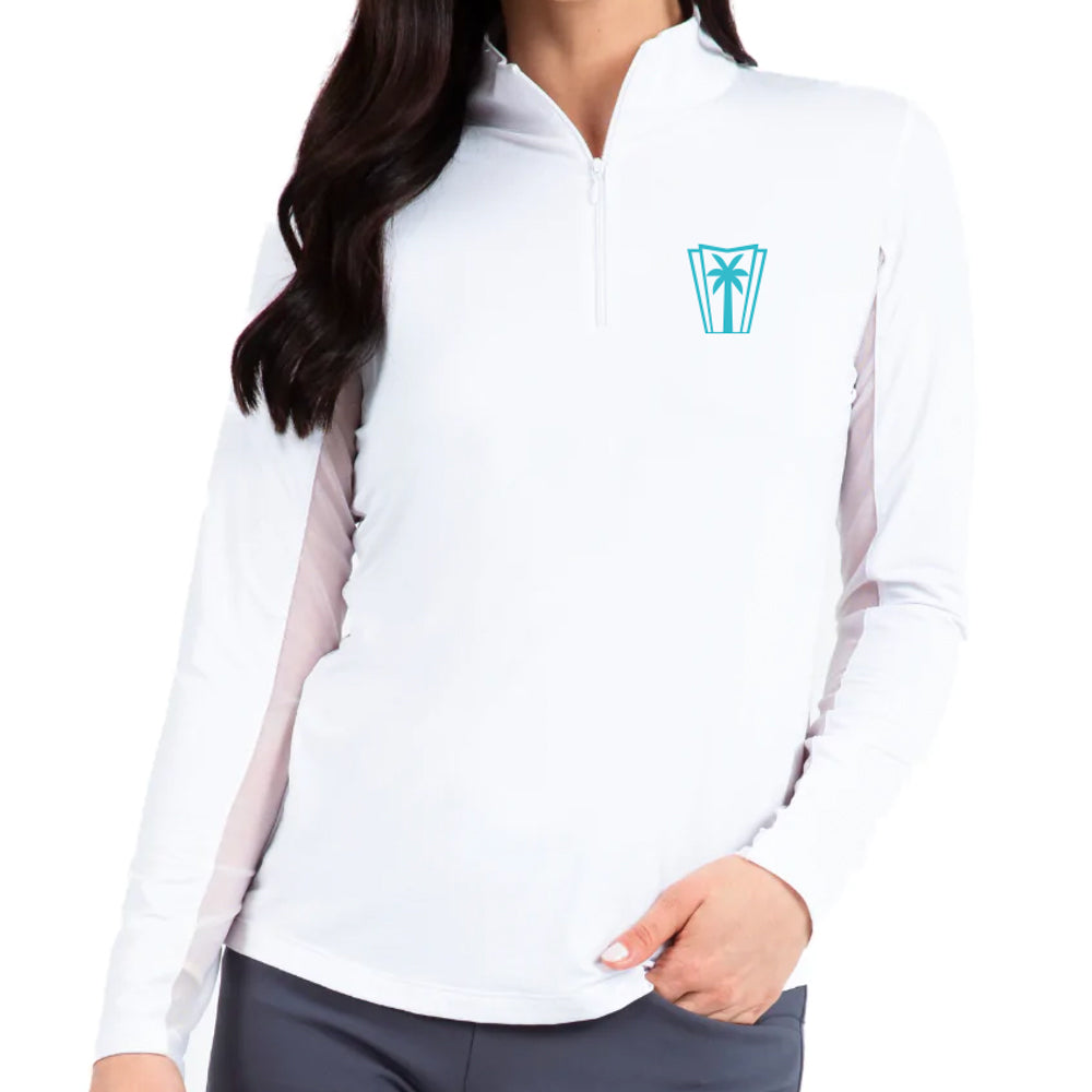 IBKUL Solid Long Sleeve Mock White
