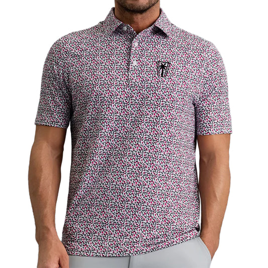 IBKUL Mirabel Short Sleeve Polo (Platinum/Rose/Black)
