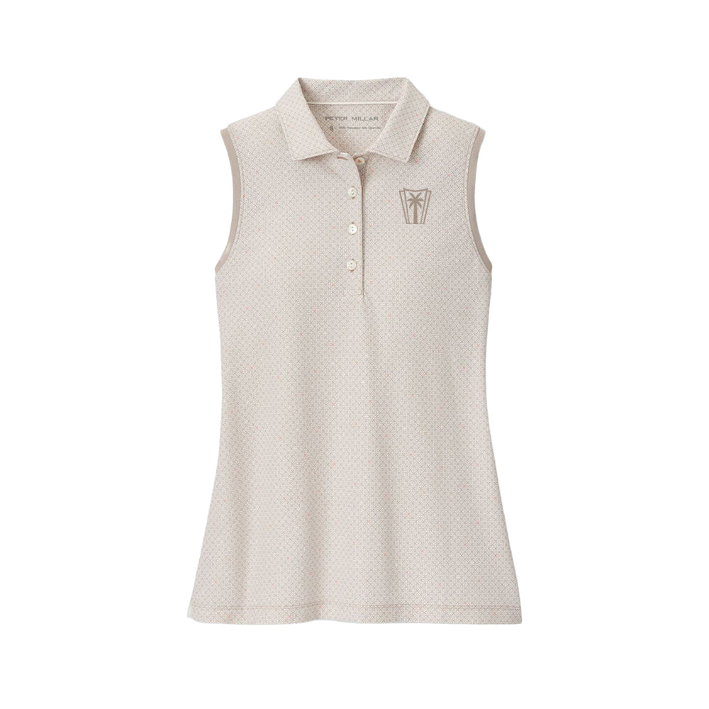 Peter Millar Ladies Casa Capri Banded Sport Mesh Sleeveless Button Polo (Pebble)
