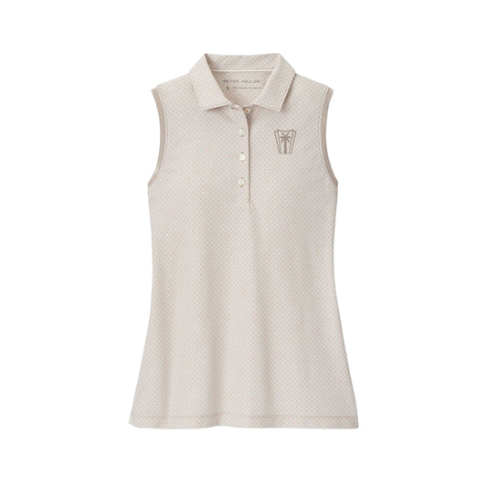 Peter Millar Ladies Casa Capri Banded Sport Mesh Sleeveless Button Polo (Pebble)