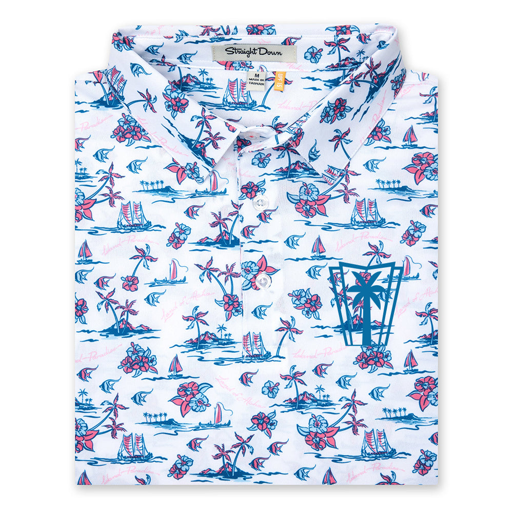 Straight Down Island Paradise Polo (Cool Blue)