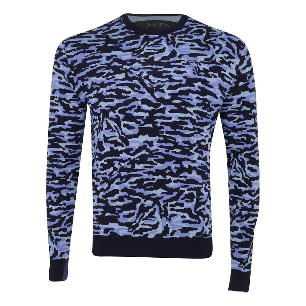 Greyson Stalking Wolf Camo Saratoga Crewneck - Wolf Blue