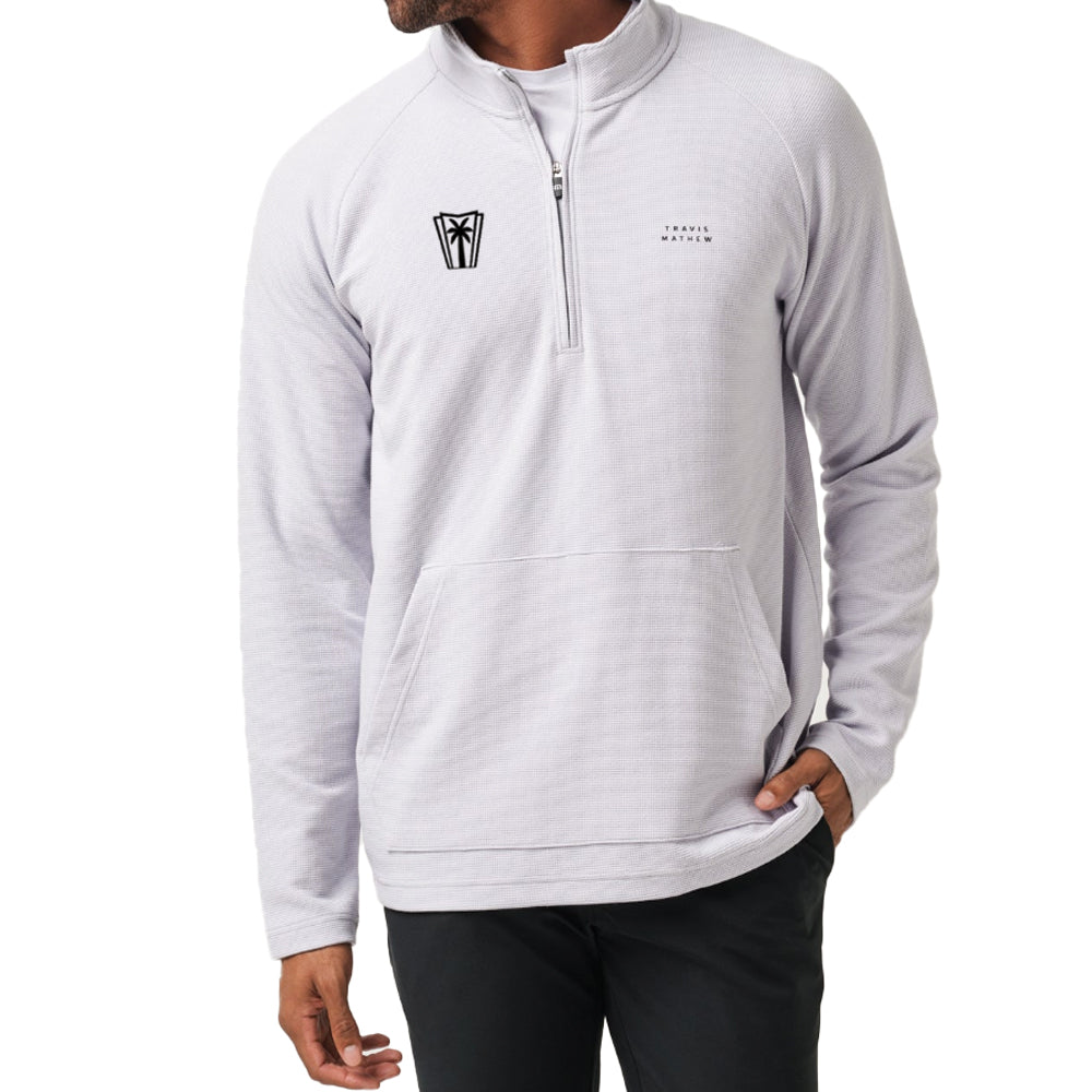 Travis Mathew Performance Waffle Quarter Zip (Heather Light Grey)