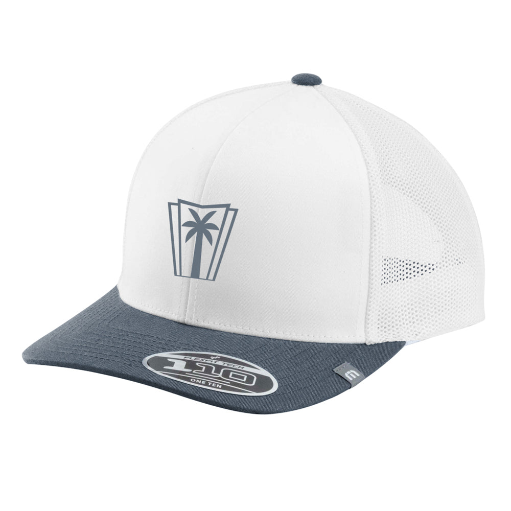 TravisMathew Cruz Colorblock Trucker Cap (White/Vintage Indigo)