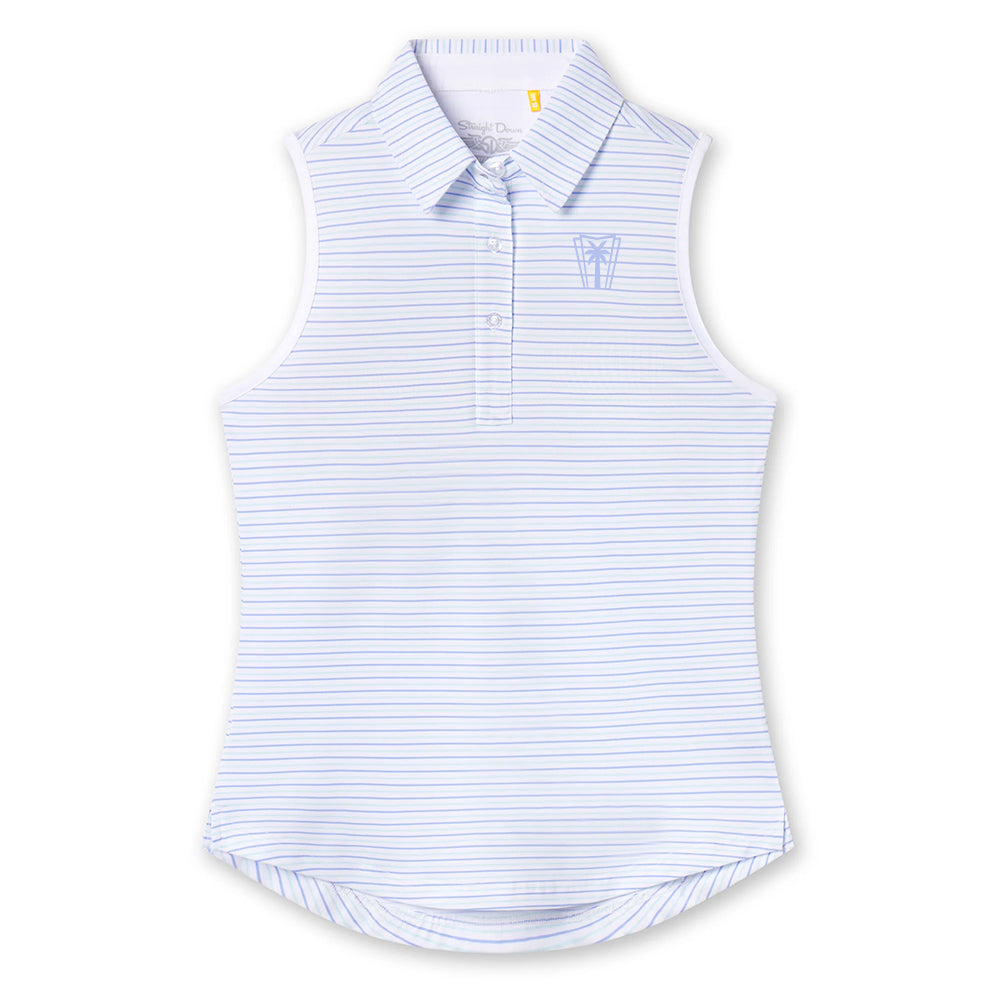 Straight Down Juno Stripe Sleeveless Polo (Glacier)