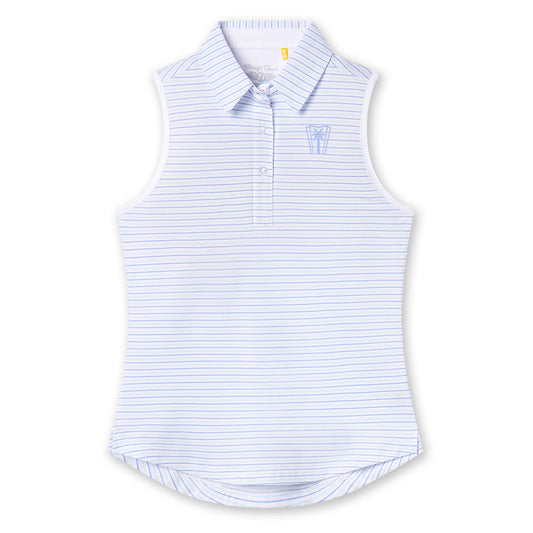 Straight Down Juno Stripe Sleeveless Polo (Glacier)