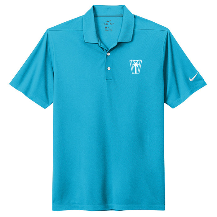 Nike Dri-FIT Pique Polo White Logo - Tidal Blue